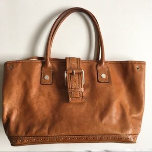 Michael Kors Studded Camel Brown Leather Bag
